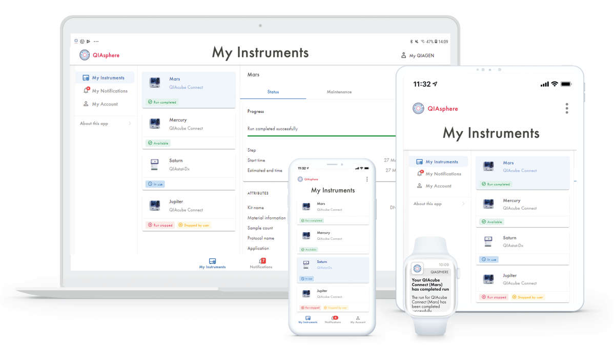 QIAsphere on different smart devices