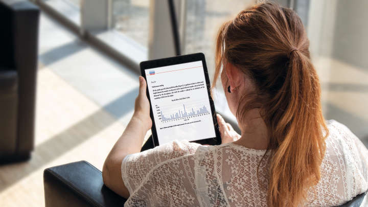 Tablet, showing a bar chart on Buccal cells on EasiCollect+ Cards