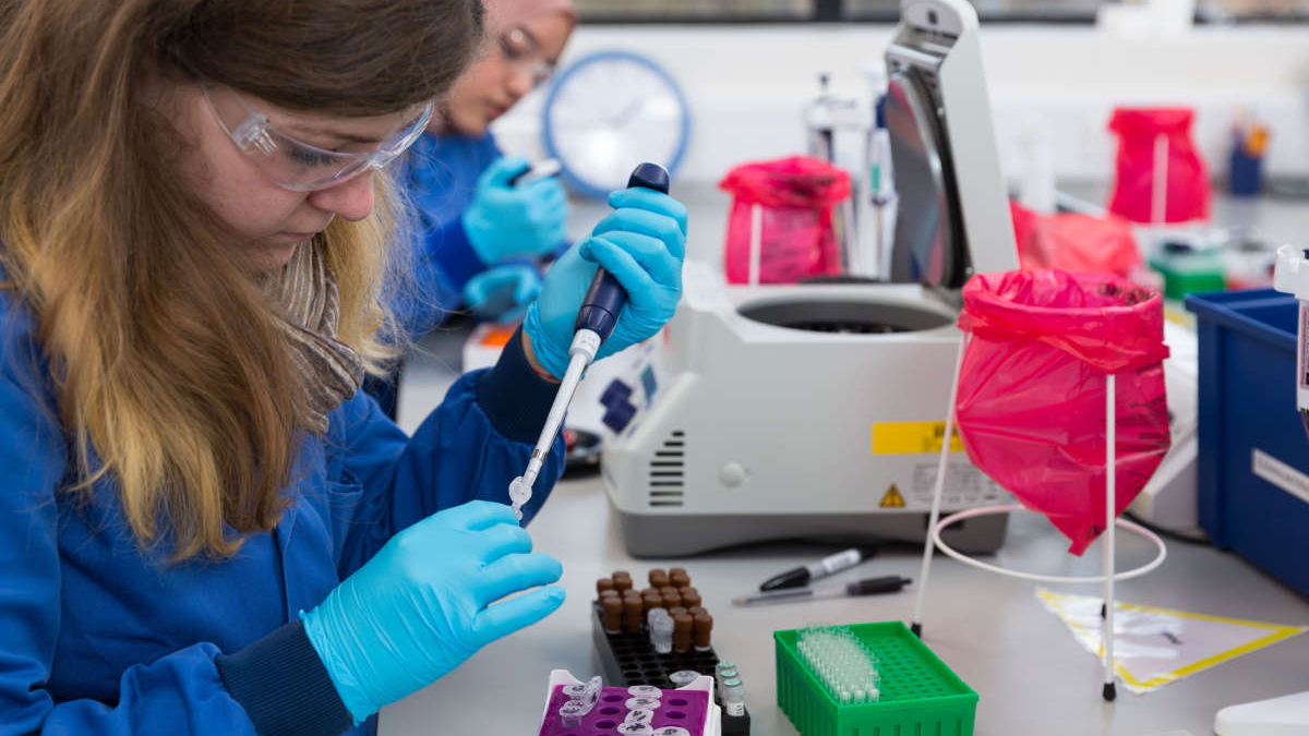 Woman pipetting samples