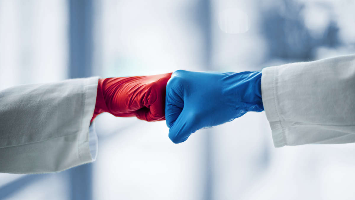 Biotech grant, hands, gloves