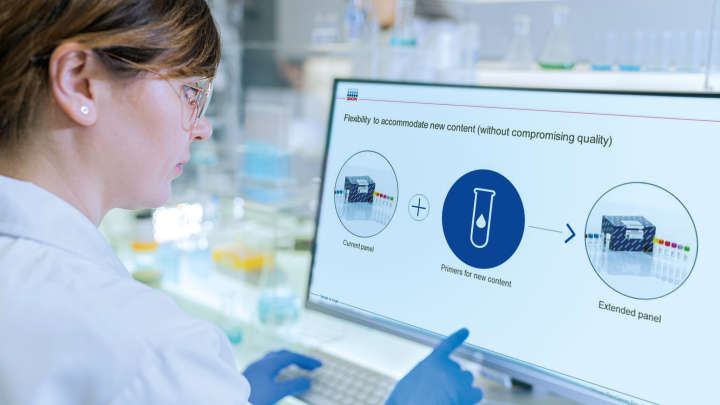 Female scientist working on a computer in a laboratory