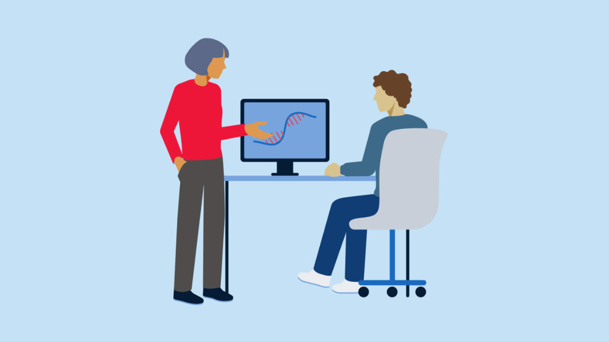 Illustration of researchers talking and sharing their best practices in RNA extraction