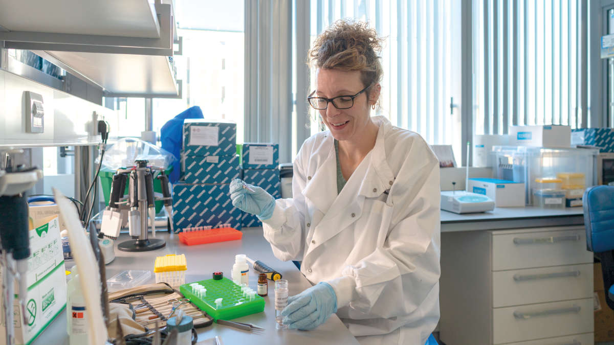 dr. Claire Griffin, testing the samples